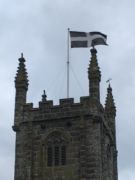 Flying the Cornish flag on St Pirans Day.